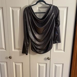 LOFT Shimmery Gunmetal Metallic Top